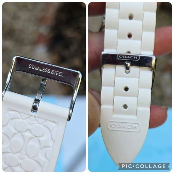 Coach Y2K Maddy Signature C White Vtg Quartz Watch Stainless Steel Dial/Silicone - Picture 8 of 8
